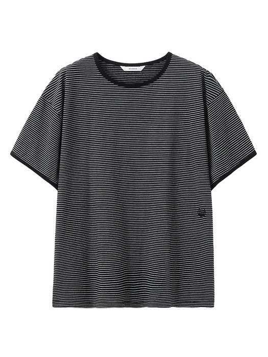 UNISEX, Marine Stripe Ringer T / Black