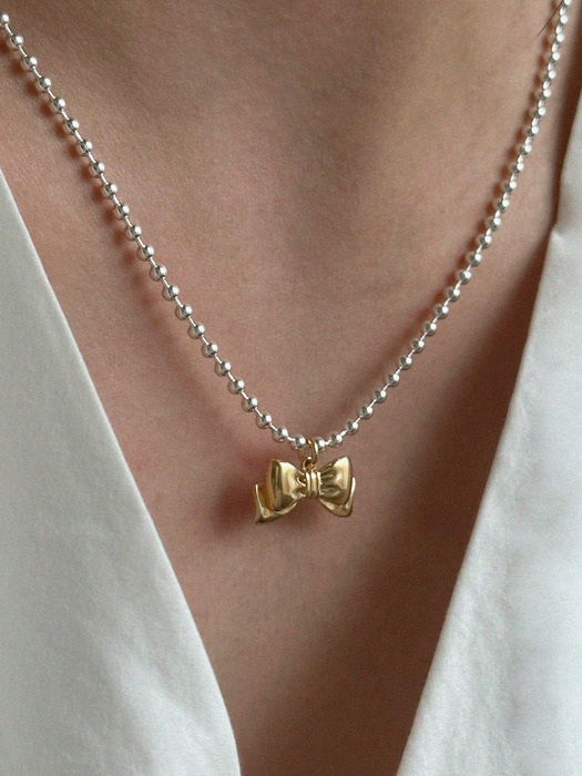 [단독] silver925 ball ribbon necklace