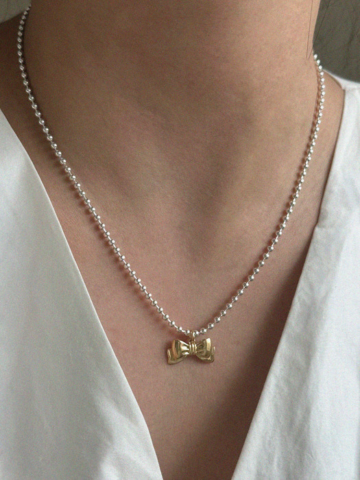 [단독] silver925 ball ribbon necklace