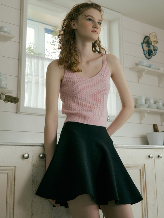 147 flare span knit skirt (black)