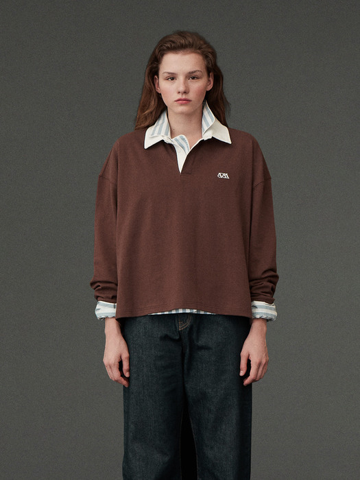 Rugby Collar T-Shirt (Brown/Navy)