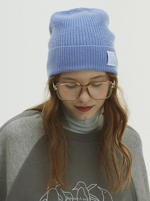 Bubble Label Cashmere Wool Blended Beanie_3 Colors