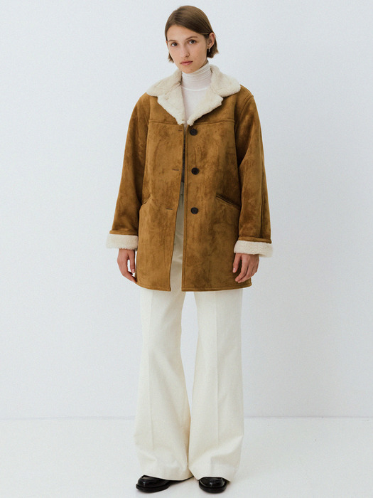 shearling half coat (camel)