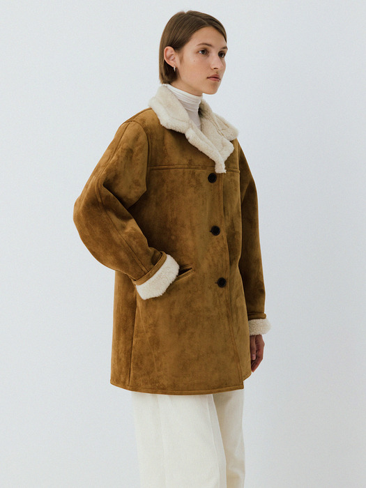 shearling half coat (camel)