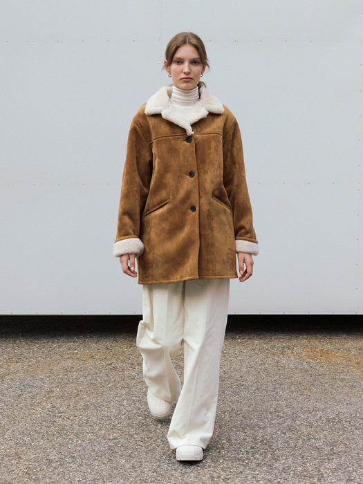 shearling half coat (camel)