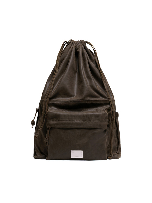 VINTAGE DRAWSTRING BACKPACK - BROWN