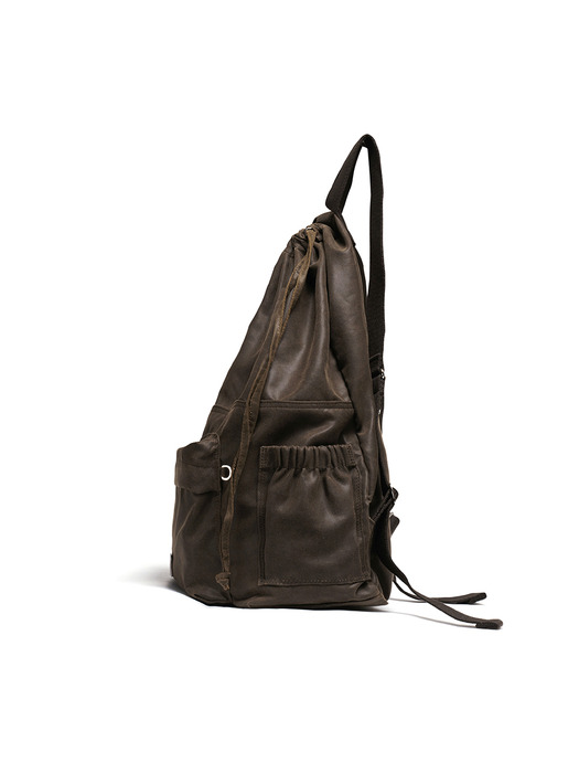 VINTAGE DRAWSTRING BACKPACK - BROWN