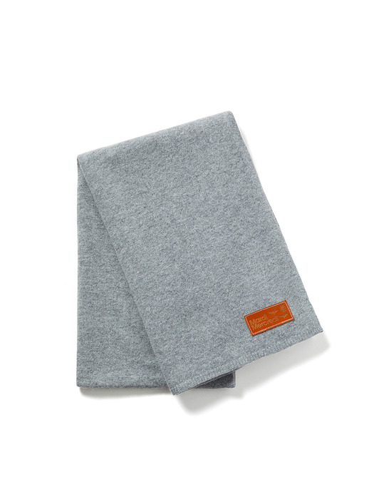 CASHMERE BLENDED MUFFLER LEATHER PATCH_GREY