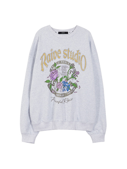 Rosemotif Graphic Sweatshirt in M/Grey VW3AE106-1F