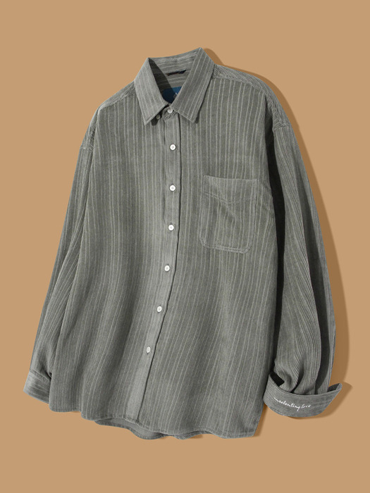 23FW L.L.E Wool Vintage ECO Corduroy Shirt S133 KHAKI