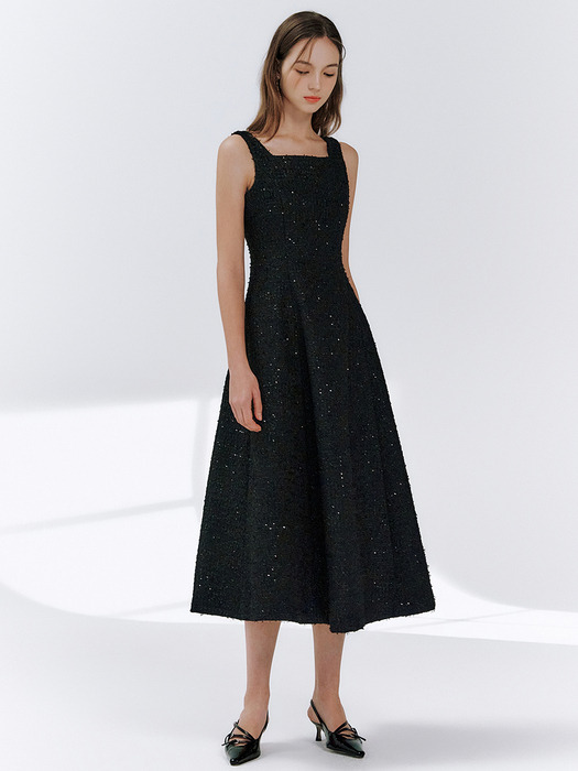 Aurinko tweed sequin dress_black