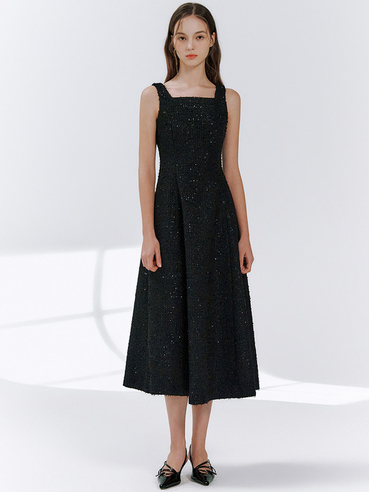 Aurinko tweed sequin dress_black