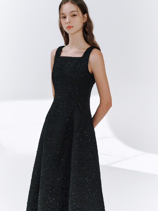 Aurinko tweed sequin dress_black