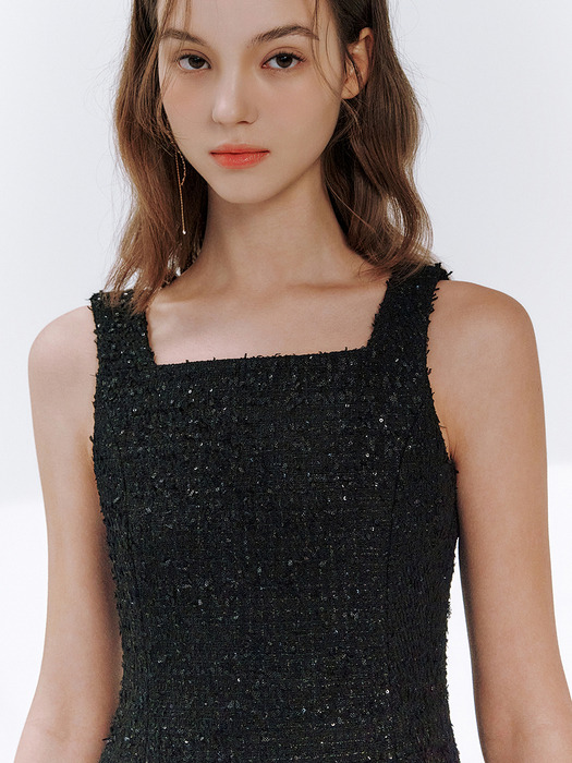 Aurinko tweed sequin dress_black