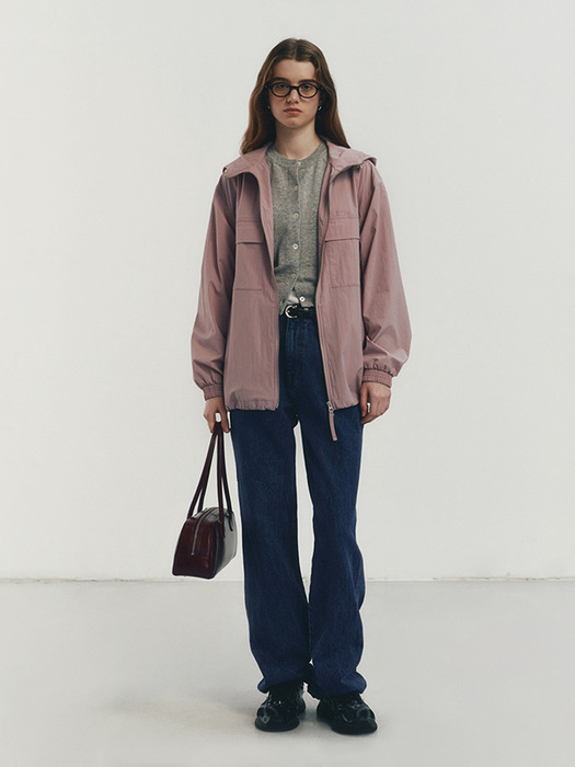 UNISEX HOODED WIND BREAKER LIGHT PINK_UDJU4A113P1 - Image 3