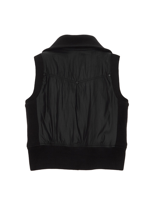 KNIT POINT HIGH NECK VEST JUMPER IN BLACK