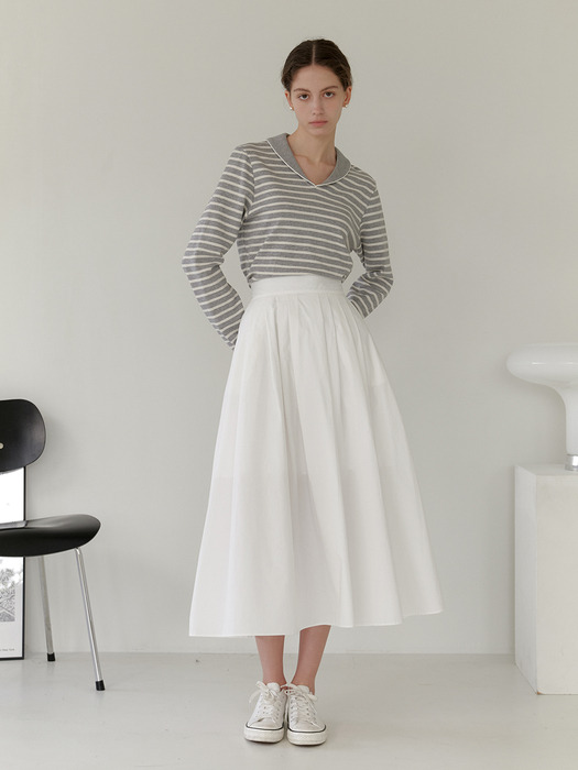 SHIRRING LONG SKIRT_WHITE