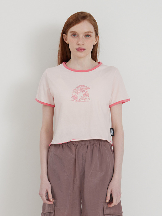 PINK MUSHROOM COLORING SHORT-SLEEVED T-SHIRT