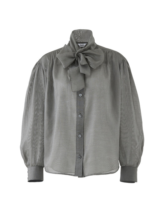 Scarf Tie Dress Shirt- Pearl Gray