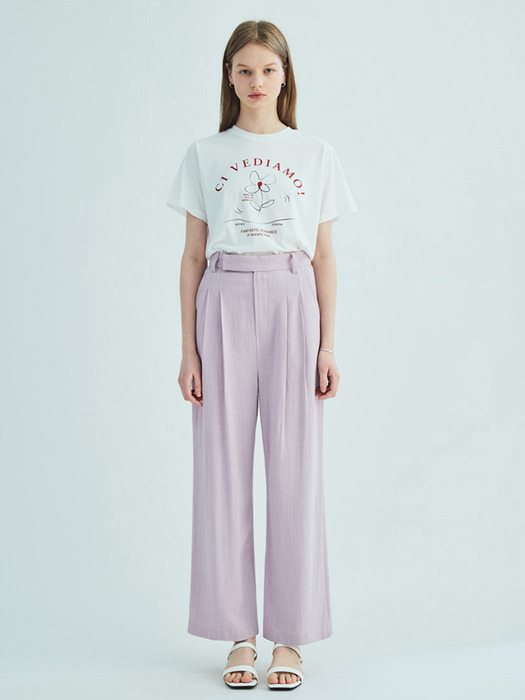 Linen two-tuck wide pants_Lavender