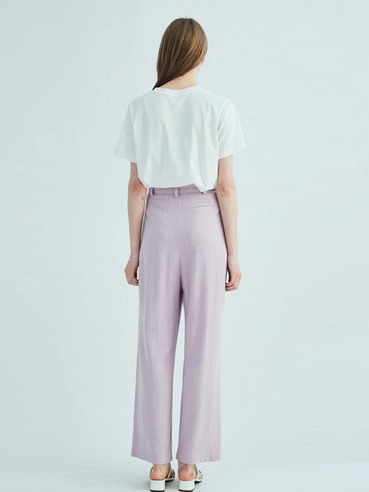Linen two-tuck wide pants_Lavender