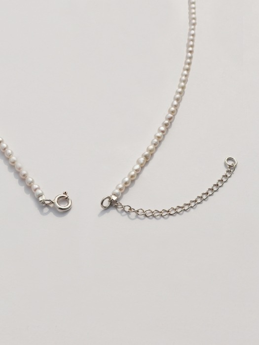 Bebe silver heart water pearl Necklace 실버 미니하트 담수진주 초커 은 목걸이 3mm