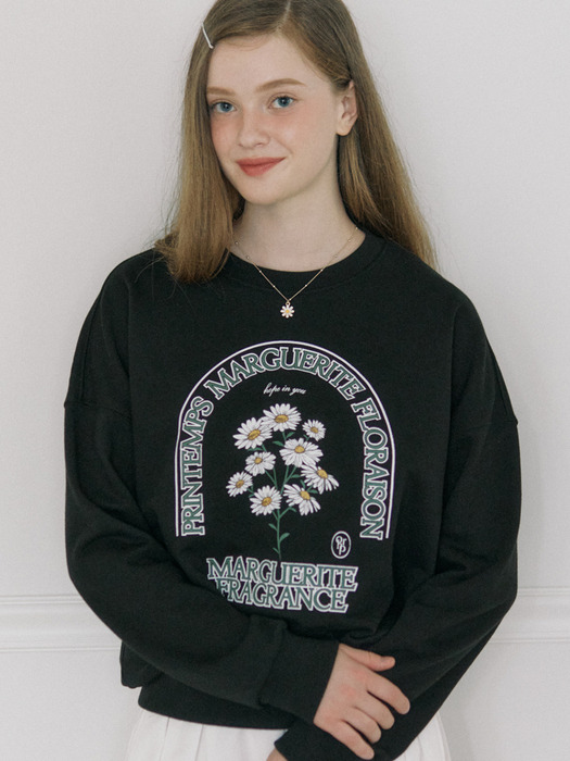 Marguerite Artwork Sweatshirt - Black