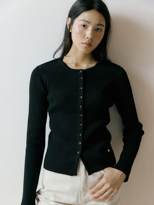 rib knit cardigan 205 (black)