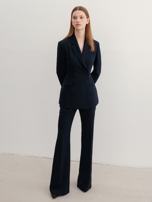 [SET]TRINITY Double breasted tailored blazer + VASHTI Bootcut trousers (Light pink/Deep navy)