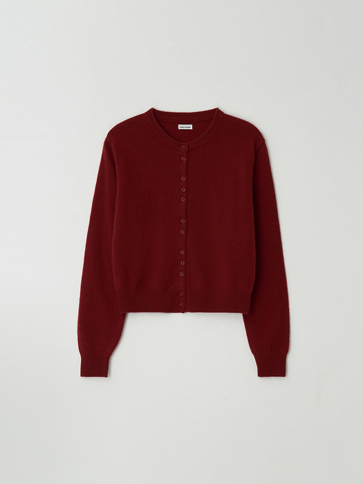 fine wool round cardigan - red