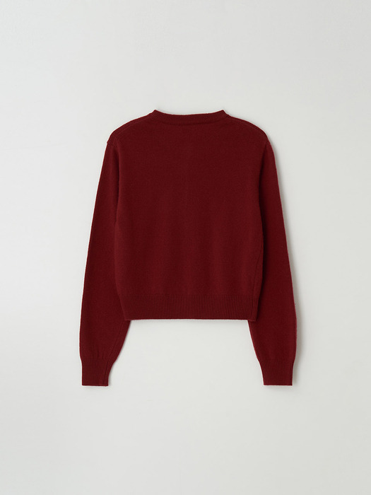 fine wool round cardigan - red