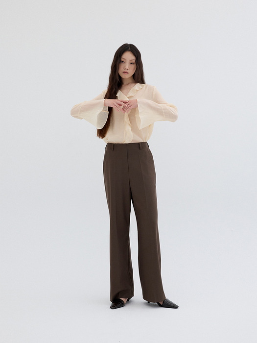 TEXTURED FRILL BLOUSE_LIGHT BEIGE