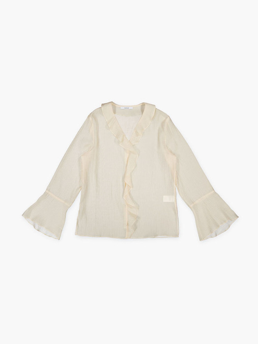 TEXTURED FRILL BLOUSE_LIGHT BEIGE