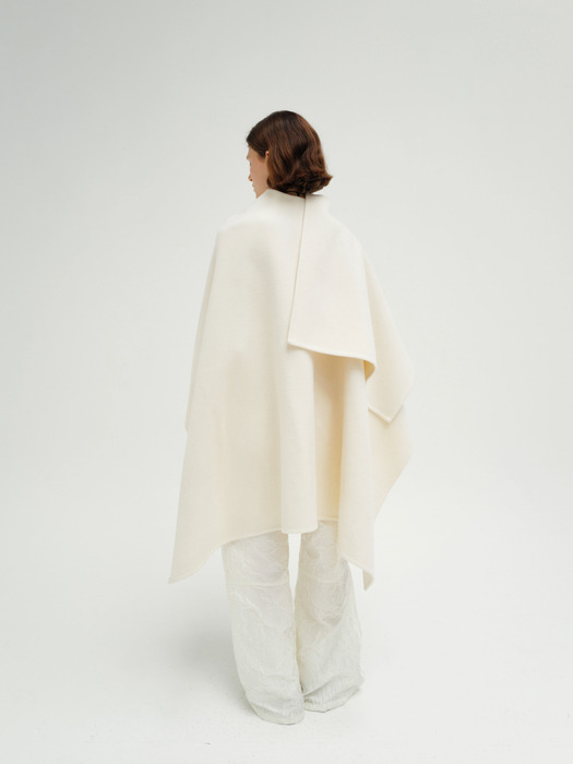 Handmade wool cape (ivory / beige / black)