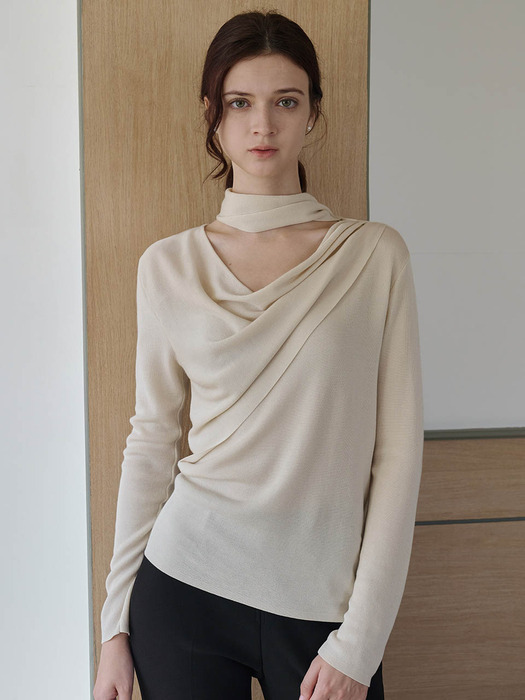 [24FW] Lautre Claire Beige Tied knit pullover