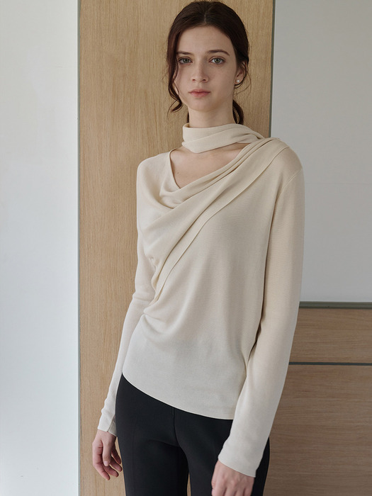 [24FW] Lautre Claire Beige Tied knit pullover