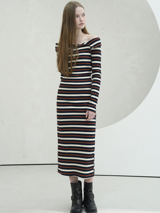 Lovely Stripe Long Dress - 4COL