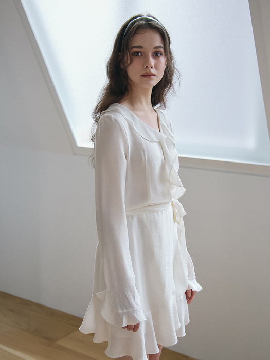 RUFFLE POINT WRAP ONEPIECE_IVORY