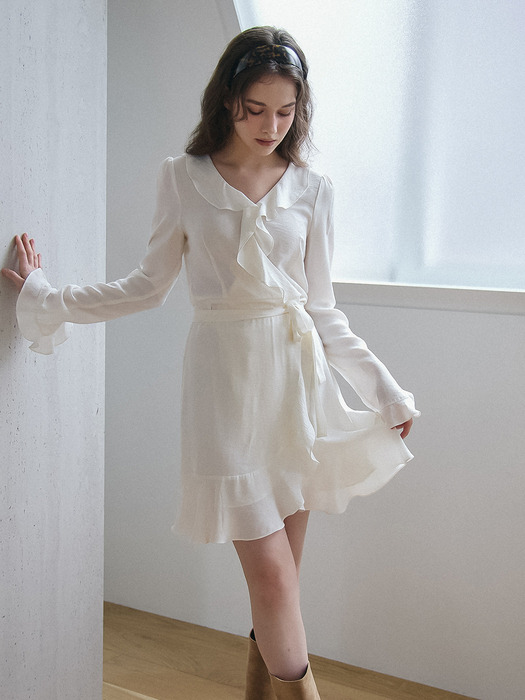 RUFFLE POINT WRAP ONEPIECE_IVORY