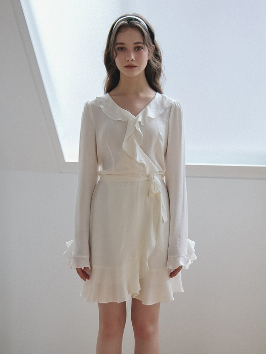 RUFFLE POINT WRAP ONEPIECE_IVORY