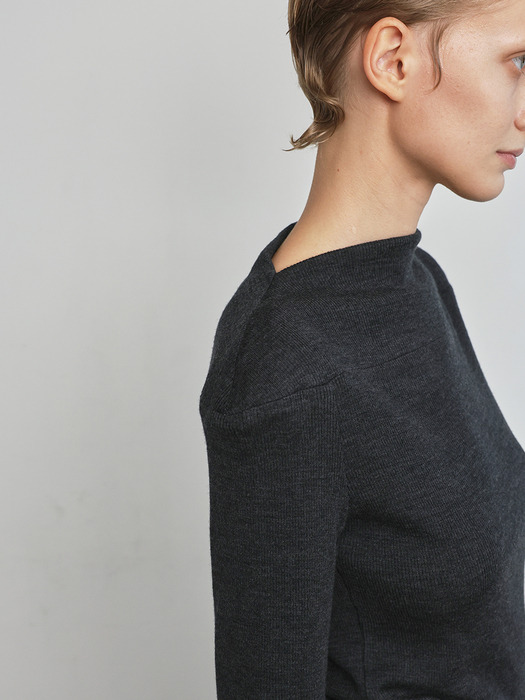 York Cut Ribbed Wool T-Shirt _ Charcoal