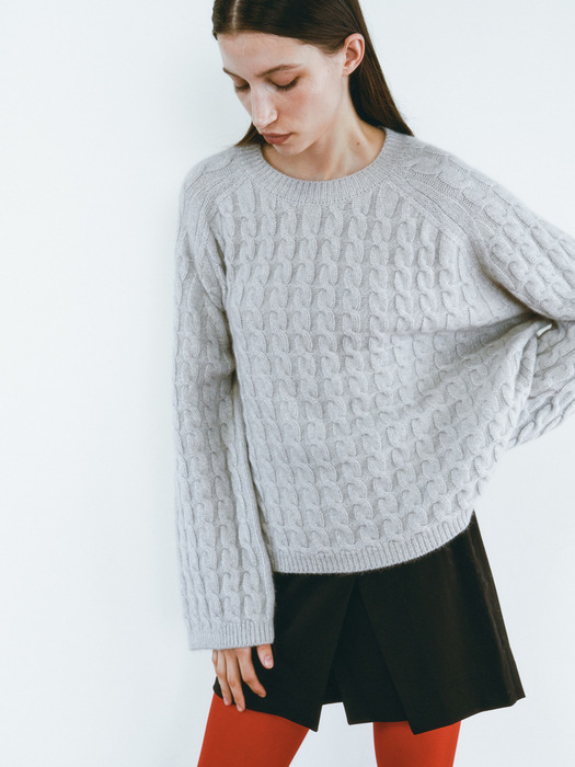 CASHMERE BLENDED CABLE KNIT TOP [4COLORS]