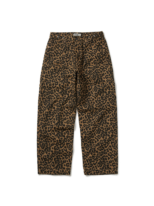 Leopard cotton twill pants / Beige