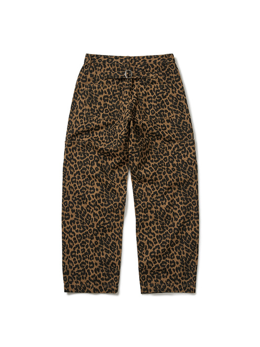 Leopard cotton twill pants / Beige