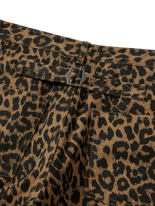 Leopard cotton twill pants / Beige