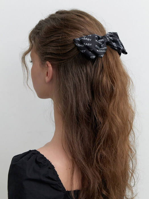 kinda lace layered ribbon pin - black