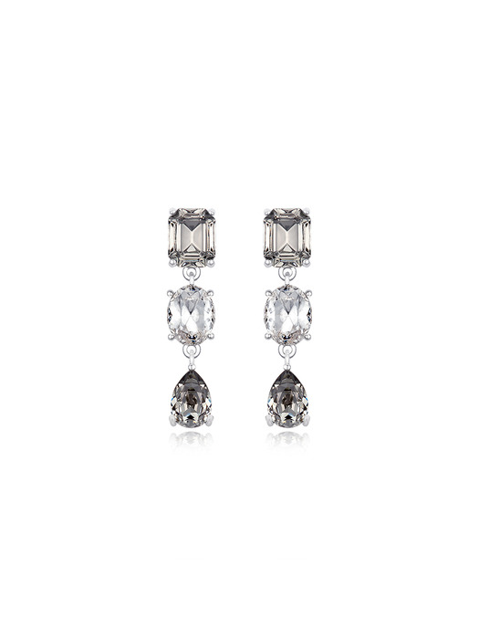 [韓国人気ジュエリー] BIJOU Crystal 3Layers Earrings 엠주]BIJOU Crystal 3Layers Earrings