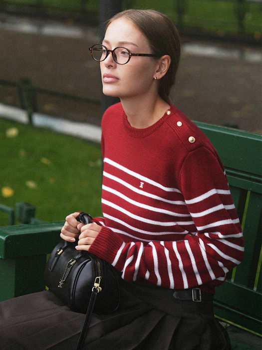 KRONE STRIPE KNIT [RED IVORY]