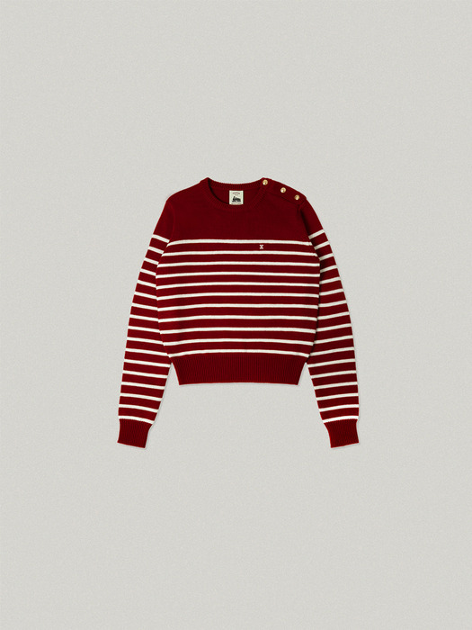 KRONE STRIPE KNIT [RED IVORY]