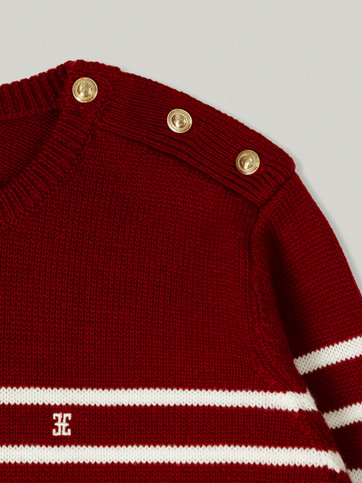 KRONE STRIPE KNIT [RED IVORY]